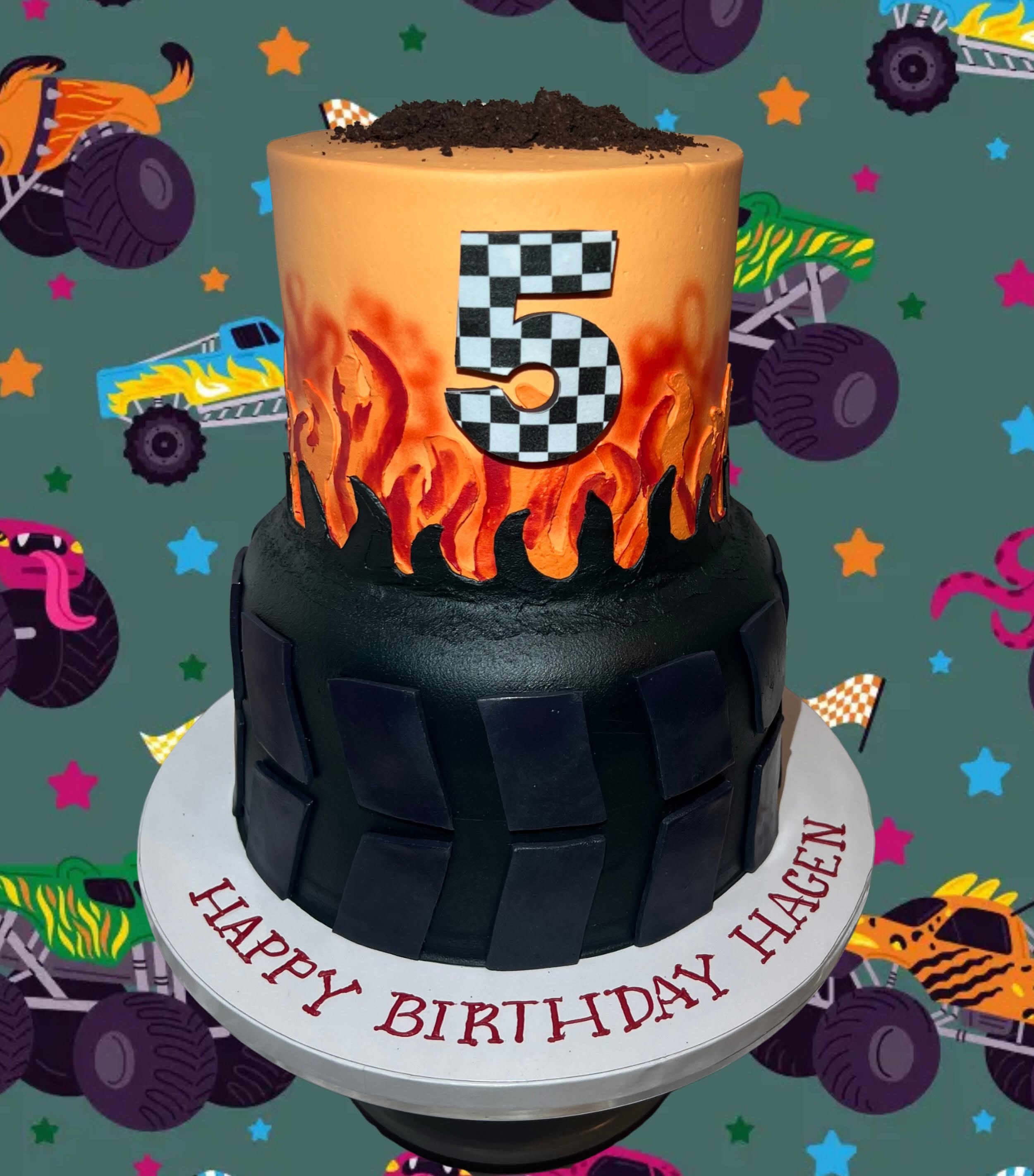 Monster truck birthday cake