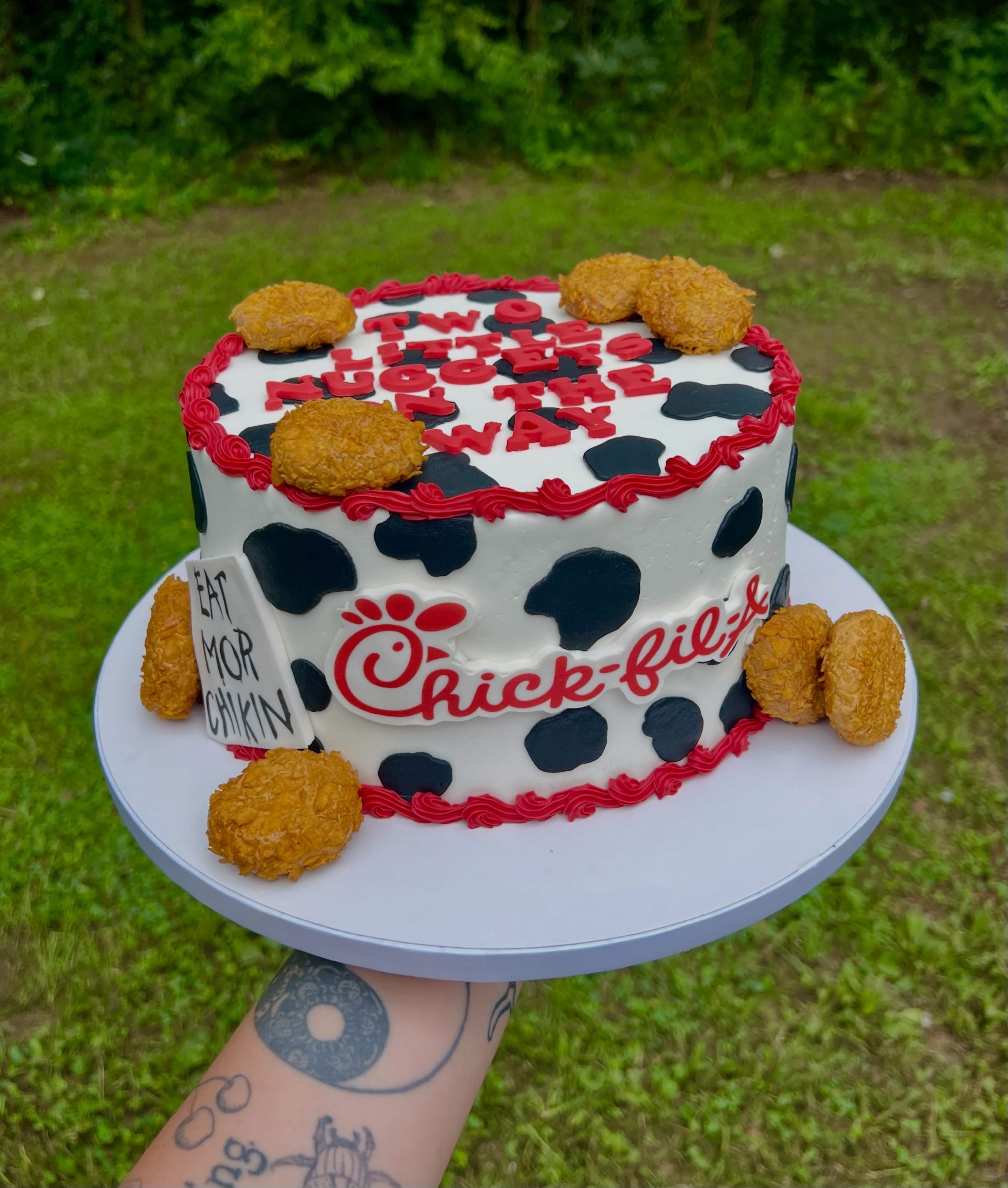 Two little nuggets baby shower cake