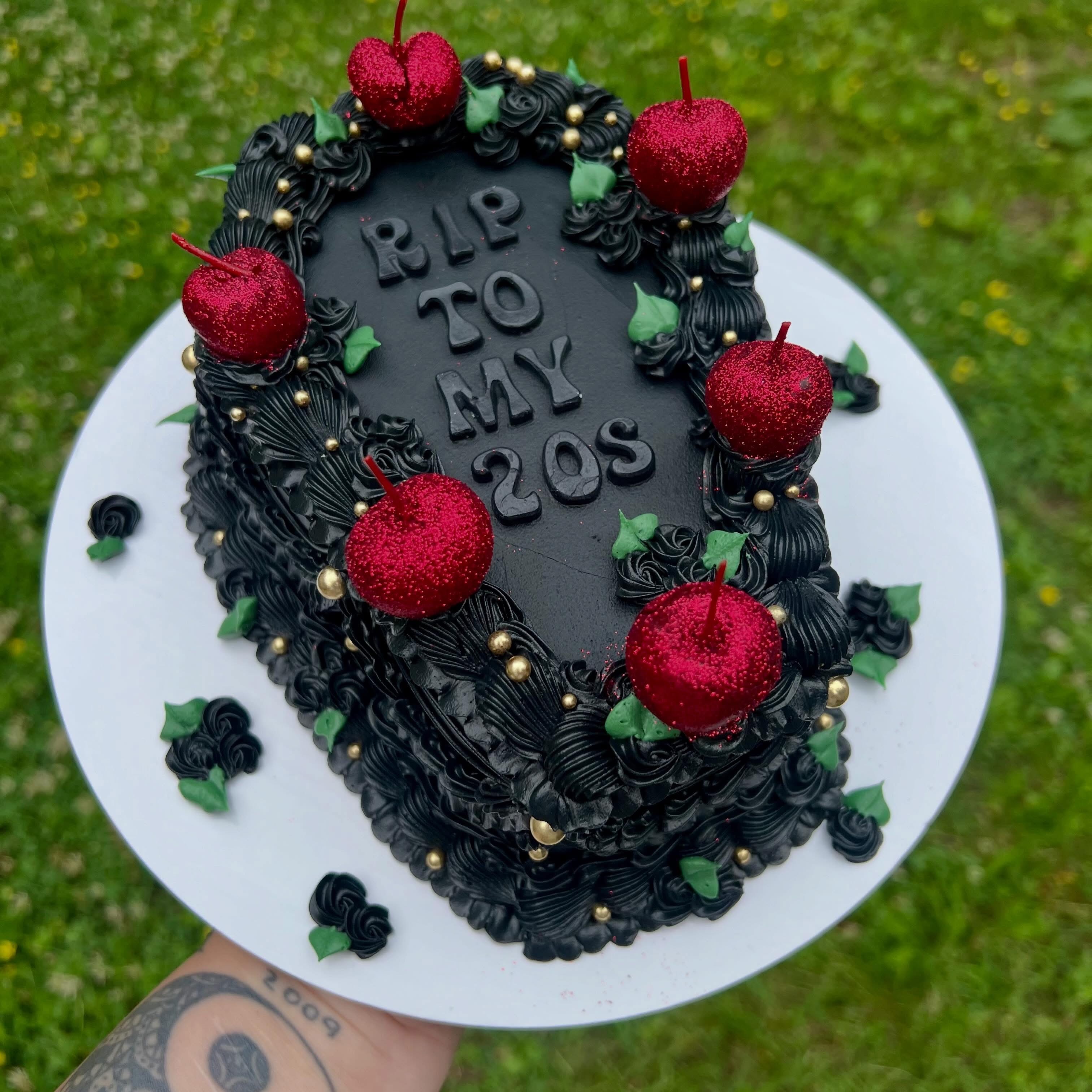 RIP to my 20s dark cake with red cherries